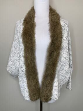 Northern Angel Fur Collar Cardigan Sweater Sz Large